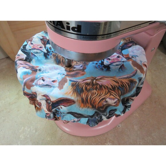Kitchenaid Bowl Cover Reversible Cows and White and Brown Cow Print - Picture 2 of 7